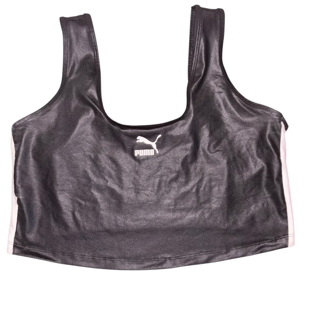 Puma T7 Shiny Crop Top in black Size 1X Excellent Condition 1xL